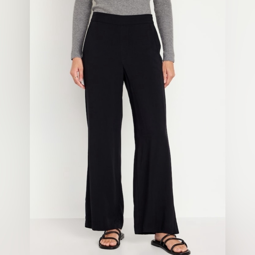 NWT! Old Navy Black High-Waisted Playa Soft-Spun Wide-Leg Pants 🛝 - Picture 1 of 10